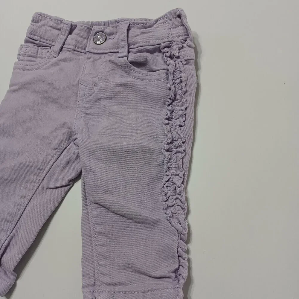Gymboree Baby Toddler Girls 0-3M Skinny Leg Jeans Purple Stretch Pockets‎ Denim
